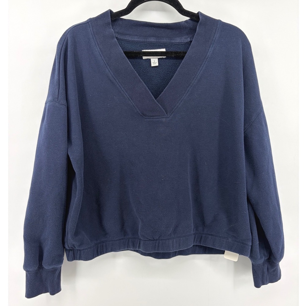 Free Assembly Navy Blue V-Neck Sweatshirt Large FAWKT00301SP23